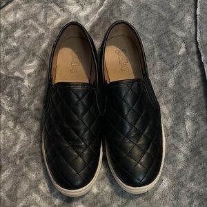 Quilted Black Slip-On Shoes